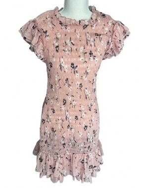 NWT Veronica Beard Blush Pink Cici Dress Floral Smocked Ruffle Small 4 Designer